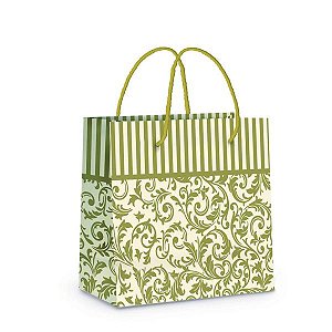 Sacola Laminada Arabesco Ouro/Marfim PP 14X13X6 - 10 Un