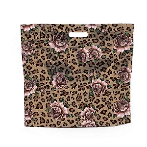 Sacola Laminada com Ziper Leopardo 32X40