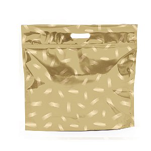 Sacola Laminada com Ziper Pinceladas Ouro 46X43