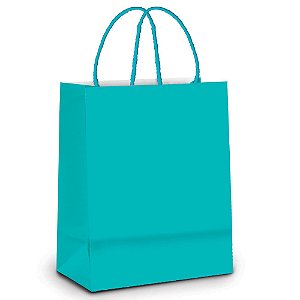 Sacola Laminada Turquesa Metal Fosco P 21,5X15X8