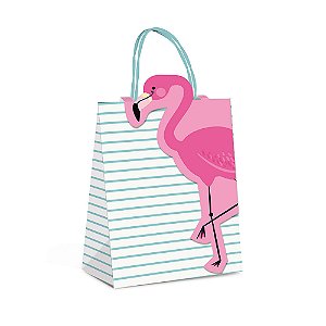 Sacola Papel com Fecha Flamingo P 21,5X15X8