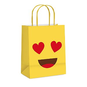 Sacola Papel Emoticons Amarelo P 21,5X15X8