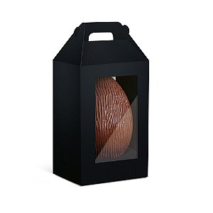 Caixa Maleta Vertical para Ovo com Visor Preto 350G - 10 Un