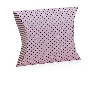 Mini Caixa Almofada Poá Rosa/Marrom P 8X2,4X7,5 - 10 Un
