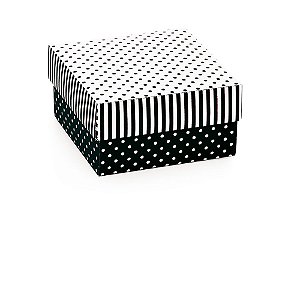 Mini Caixa Quadrada Poá Preto/Branco PP 4X4X3 - 10 Un
