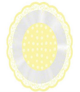 Poli Redondo Floral Arabesco Amarelo 38cm - 50 Un