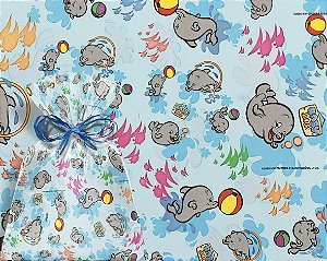 Saco 15X29 Baby Zoo Golfinho Azul - 100 Un