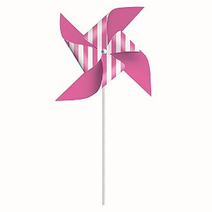 Catavento Liso com Listras Pink G - 8 Un
