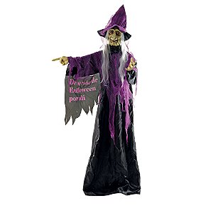 Bruxa Évora Halloween Com Som, Luz e Movimento 1,75 Metros - 1 Un