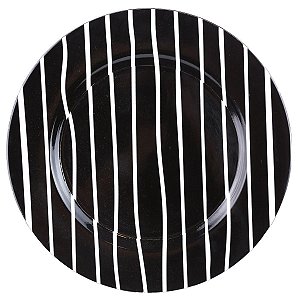 Sousplat Listras Branco/Preto - Cromus - 1 Un