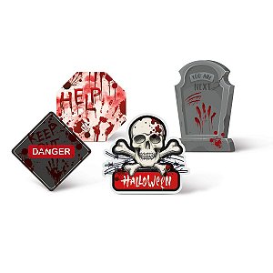 Silhueta Decorativa Help Halloween Colorido - 4 Un