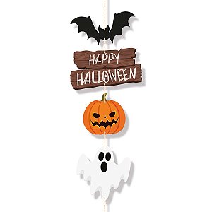 Placa Para Porta Travessuras Happy Halloween - 1 Un