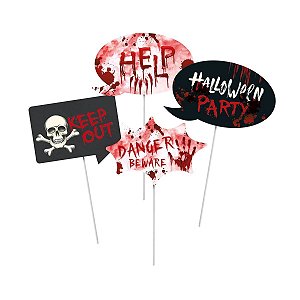 Plaquinhas Divertidas Help Halloween Colorido - Cromus - 8 Un