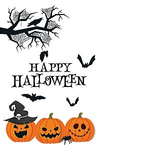 Kit Adesivo Para Vitrine Abóboras Travessuras Halloween - 1 Un