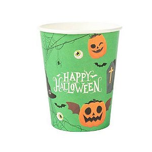 Copo de Papel Halloween Abóboras Divertidas 270ml - 10 Un