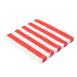 Guardanapos de Papel Folha Dupla 32cm Listrado Vermelho - 20 Um