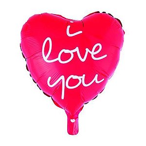 Balão Metalizado I Love You - Silver Plastic - 1 Un