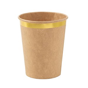 Copo de Papel 270ml Kraft Borda Dourada - 10 Un