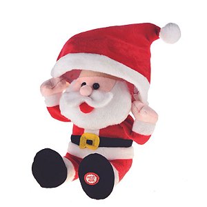 Noel Segurando Gorro com Som e Movimento Vermelho Branco  18cm
