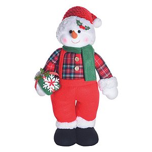 Bola de Neve com Presente Xadrez Vermelho Verde Branco (Chicago) - 1 Un