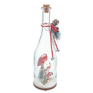 Garrafa Decorativa Vermelho Branco Ouro 29cm 1Cr2032   - 1 Un