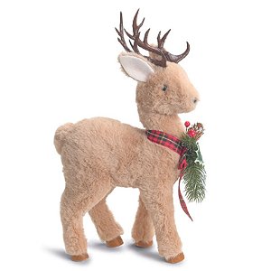 Rena Decorativa Em Pé com Arranjo Marrom Verde Vermelho 36cm - 1 Un