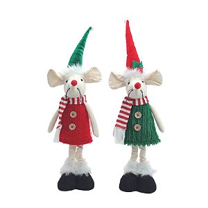 Rato Decor com Roupa Sortido Branco Vermelho Verde 51cm - 1 Un