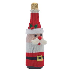 Adorno para Garrafa Noel Branco Vermelho Verde 30cm - 1 Un