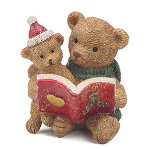 Decoração Ursos com Livro Vermelho Marrom Verde 7cm - 1 Un