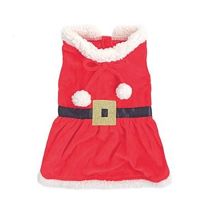 Roupa Pet Noel com Pompom Vermelho Branco 34cm - 1 Un