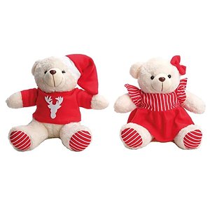 Urso com Roupa Sortido Vermelho Branco 22cm - 1 Un