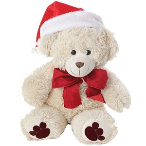 Urso Pelúcia com Laço Bege Vermelho 36cm - 1 Un