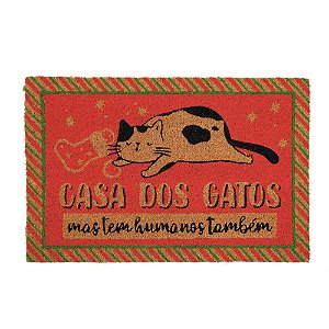Capacho Pet com Frase Vermelho Marrom Preto 60X40cm - 1 Un