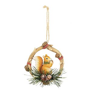 Enfeite Pendurar Esquilo Marrom Laranja e Verde 11cm - 1 Un