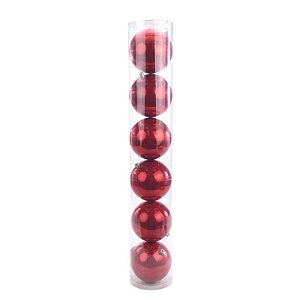 Bola Pérolada Vermelho 10cm - Jogo com 6 Peças