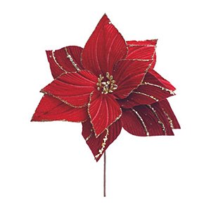 Poinsétia com Glitter Vermelho Ouro 30cm - 1 Un