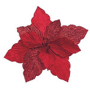 Poinsétia com Glitter Vermelho 20cm - 1 Un