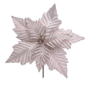 Poinsétia com Glitter Prata 20cm - 1 Un