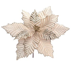 Poinsétia com Glitter Ouro 20cm - 1 Un