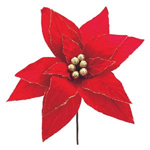 Poinsétia Trabalhada Vermelho Ouro 30cm - 1 Un