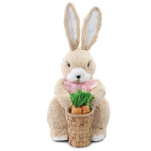 Coelhos Decorativos com Cesta Bege, Rosa e Laranja (Banoffee) - 1 Un