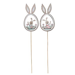 Pick Decorativo Ovo e Coelho Sortido Rosa e Verde (Picks) - 2 Un
