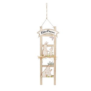 Enfeite para Pendurar Escada com Coelhos Marrom 45cm (Fun) - 2 Un