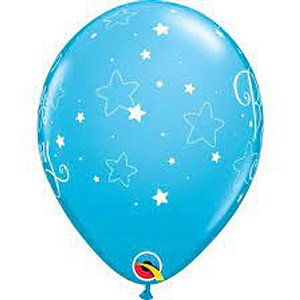 Balão Qualatex 11" - Qx Party Balloon Estampado - Baby Boy-Estrelas - 6 Un