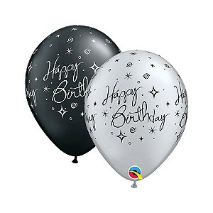 Balão Qualatex 11" - Qx Party Balloon Estampado - Birthday-Fais E Esp - 6 Un
