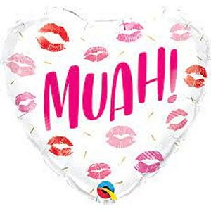Balão Qualatex 09" - Coração Solto - Muah! - 1 Un