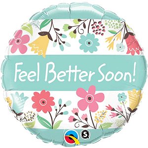 Balão Qualatex 18" - Redondo - Feel Better Soon!-Floral - 1 Un