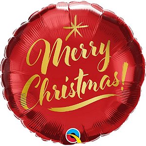 Balão Qualatex 18" - Redondo - Christmas!-Escrita Vermelho - 1 Un