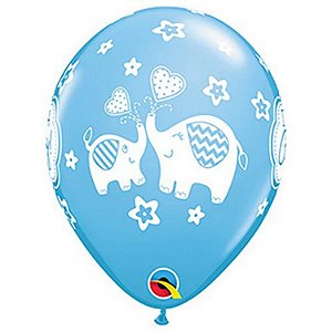 Balão Qualatex 11" - Redondo Azul Claro - It'S A Boy!-Elefantes - 50 Un