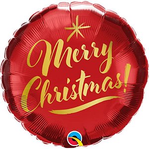 Balão Qualatex 09" - Redondo Solto - Christmas!-Escrita Vermelho - 1 Un